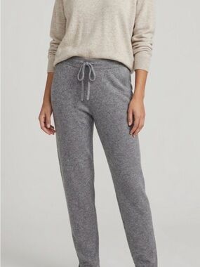 NAP Loungewear 100% Cashmere Knit Joggers Gray Slit Hem XL